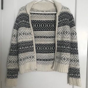 Patterned Wool Sweater with Zipper